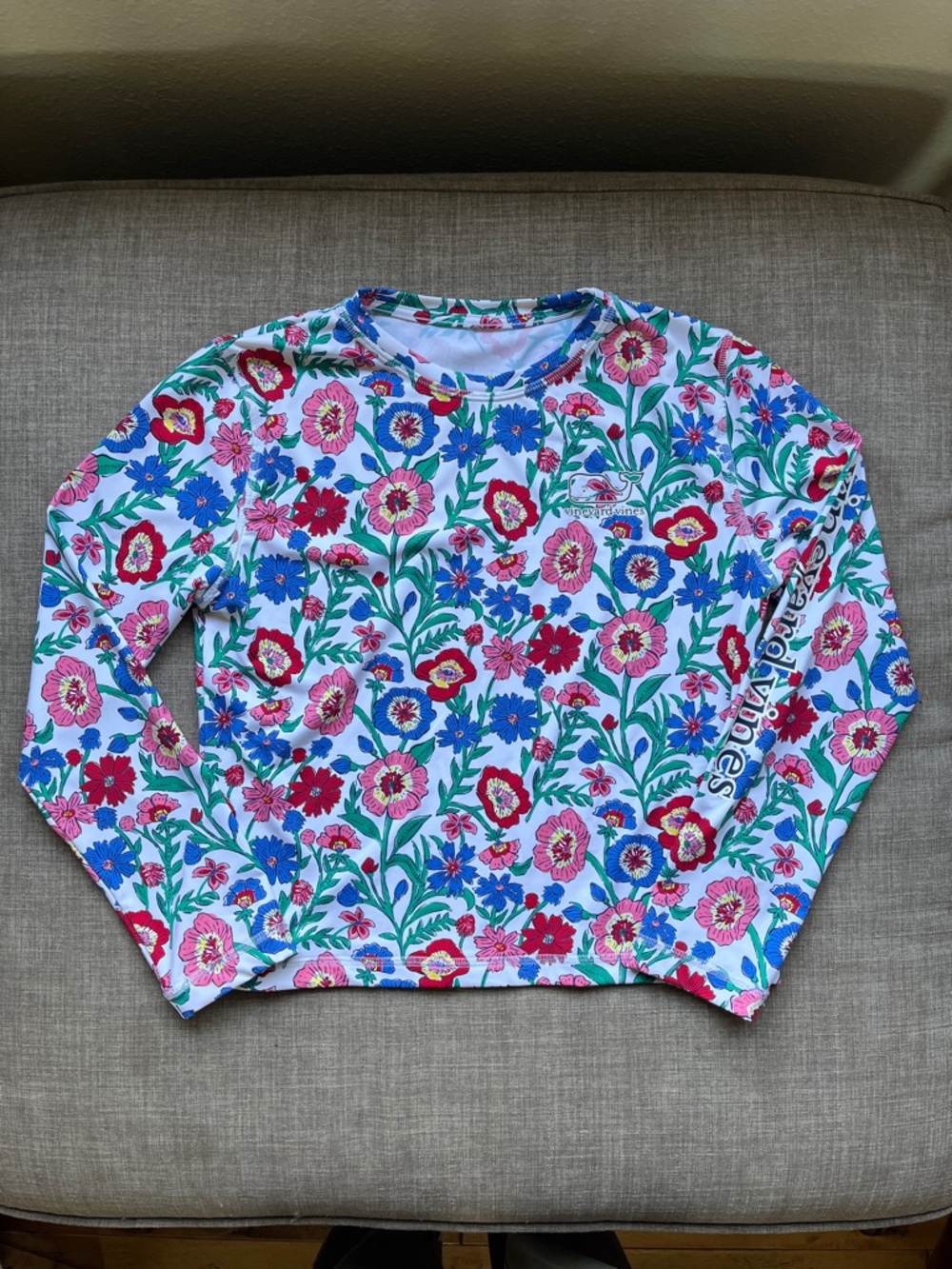 Vinyard Vines Girl's Rash Guard Swim Top Floral Long Sleeve XL